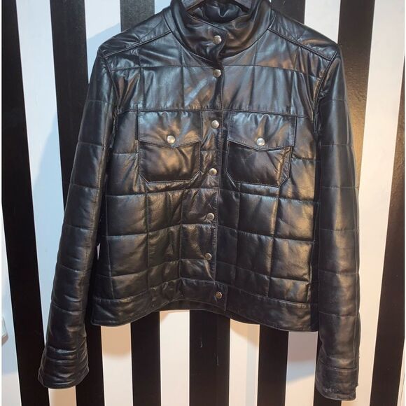 Customized LADIES OF HARLEY Vintage 90s Tommy Hilfiger Quilted Leather Jacket - Picture 15 of 16